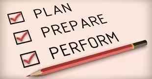 three check boxes with plan, prepare, preform all checked and a pencil below it