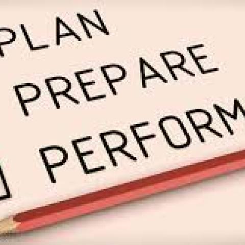 three check boxes with plan, prepare, preform all checked and a pencil below it