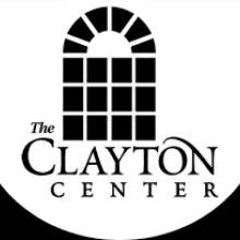 Black and white Clayton centers logo with a black window pane