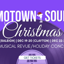  motown and soul christmas banner with a record in the background